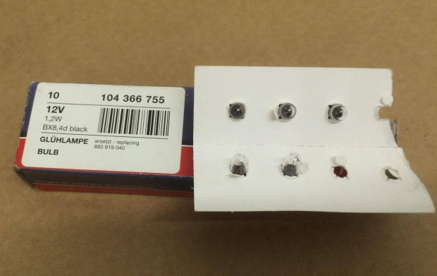 5db �j m�szerfal izz�, rizsszem izz� 12V 1,2W BX8,4d fekete foglalat
