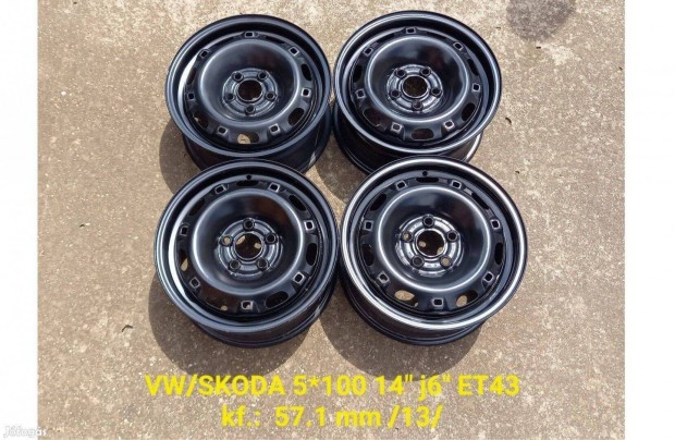 5x100 14" Skoda Fabia/VW Polo gyári lemezfelni garnitúra