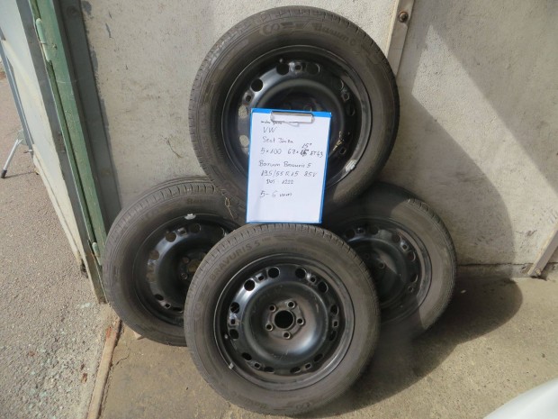 5x100 15" VW lemezfelni 195/55R15 Barum nyárigumik