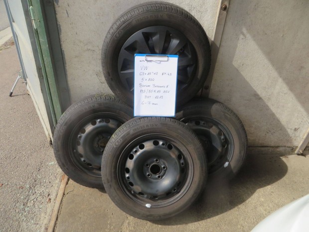 5x100 15" VW lemezfelni 195/55R15 Barum nyárigumik