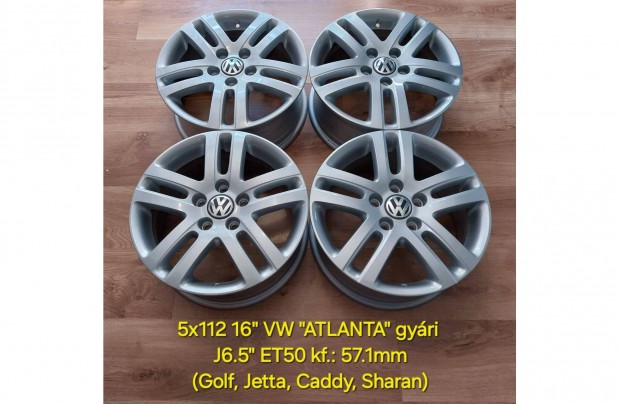 5x112 16" VW gyári /Atlanta/ alufelni garnitúra /Golf, Jetta, Caddy/