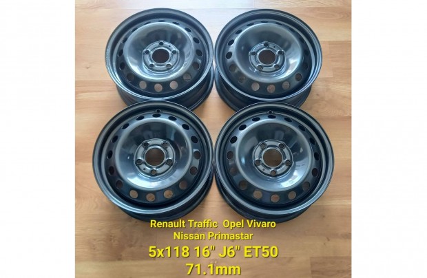 5x118 16" Opel Vivaro, Renault Traffic gyári lemezfelni garnitúra