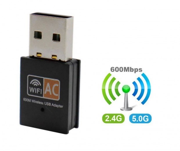 600 Mbps ktsvos USB WiFi adapter 2,4 g 5 GHz Vezetk nlkli hlzat