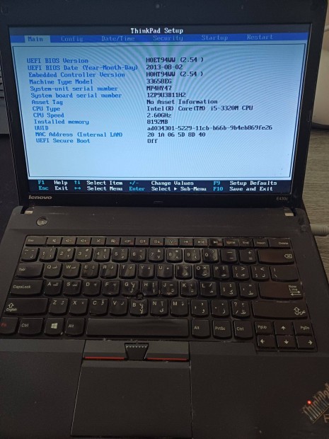 601.Lenovo E430C laptop trtt zsanr biosig tesztelt,kijelz ok. Gara