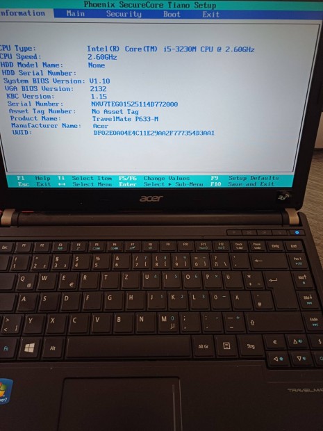 602.Acer laptop biosig tesztelt,kijelz ok! Als rendszerfedl hinyzi