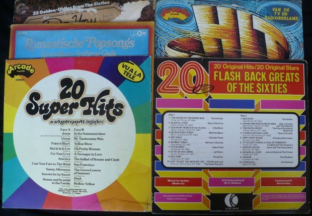 60-as, 70-es vek pop-rock vlogatsalbumok (7 LP, nyugati nyoms)