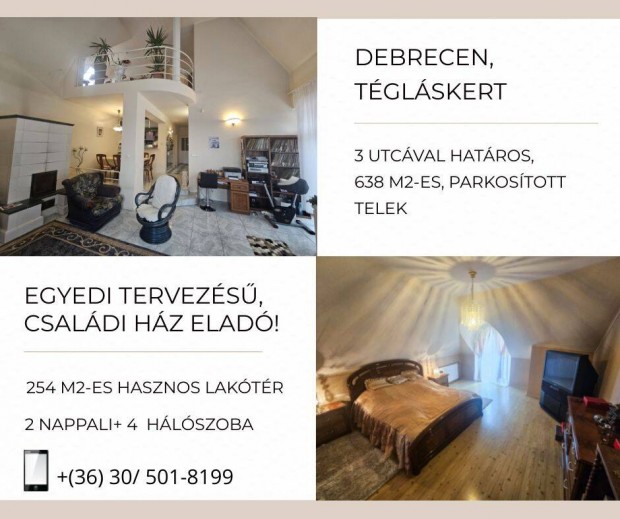 638 m2-es telken, 254 m2 hasznos alapterlet, csaldi hz Debrecenben