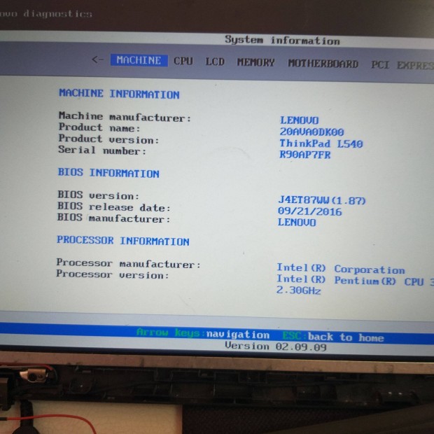 644.Lenovo L540 bios kdos,de telepthet. zsanrtrtt,biosig ok,3550