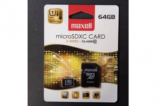 64GB 64 GB Microsd Micro sd krtya Maxell mrka class10 gyors SD bvt