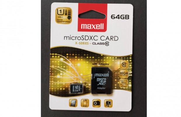 64GB 64 GB Microsd Micro sd krtya Maxell mrka class10 gyors SD bvt