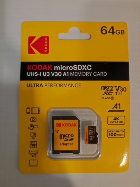 64GB Kodak memriakrtya Microsdxc V30 U3 Class 10 j 