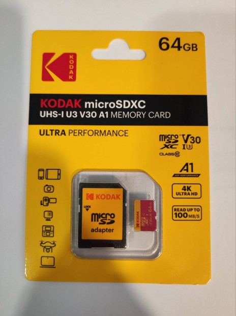 64GB Kodak memriakrtya Microsdxc V30 U3 Class 10 j 