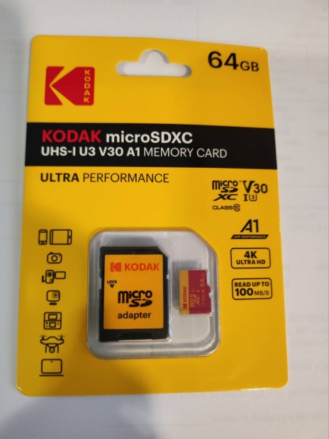 64GB Kodak memriakrtya Microsdxc V30 U3 Class 10 j 