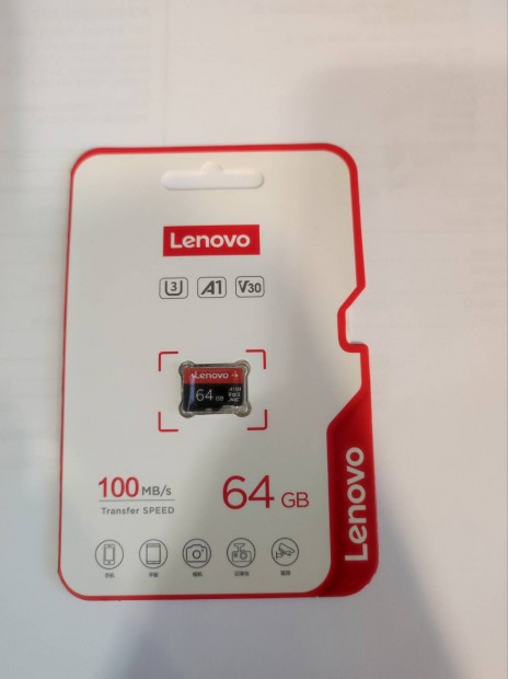 64GB Lenovo Microsd memóriakártya új 