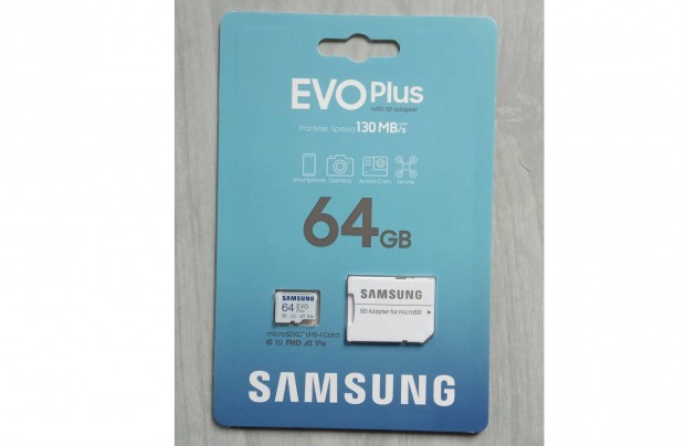 64gb 64 gb Samsung Micro sd microsd krtya GB 4K UHD 130 Mbs gyors
