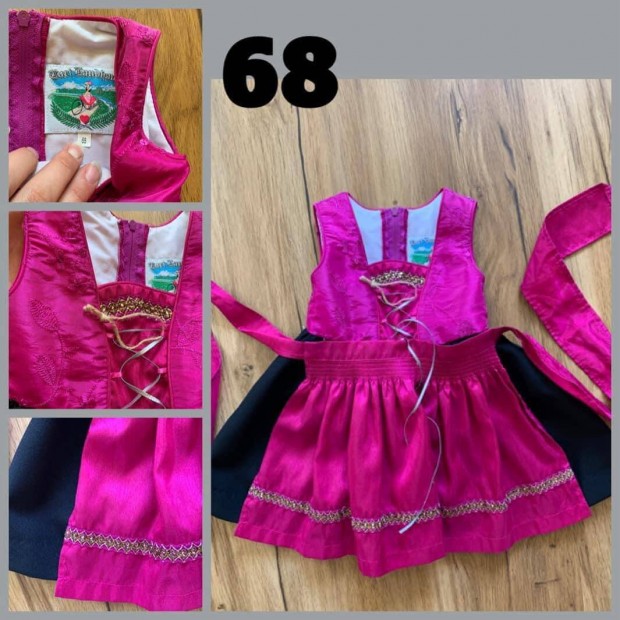 68-as pink Kislny Dirndl ruha