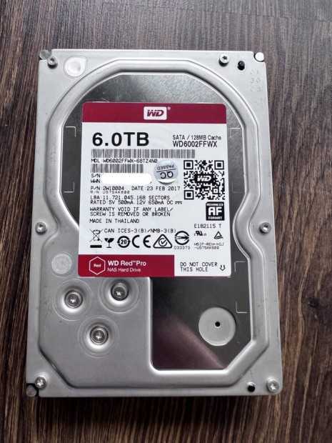 6TB WD RED Pro HDD 100/100 merevlemez