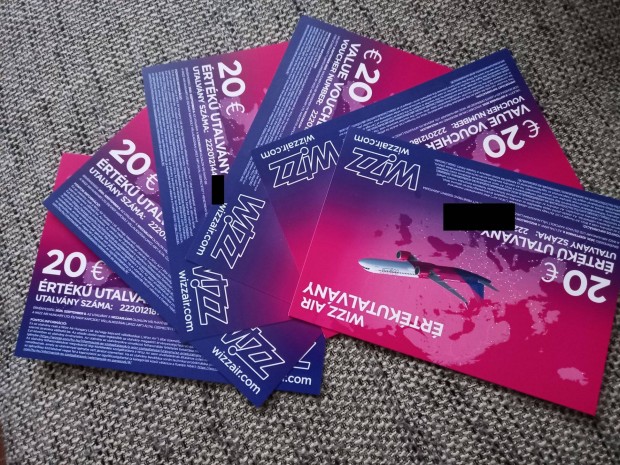 6 darab Wizz Air ajndk utalvny / Voucher 20 euro