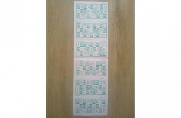 6 db Bingo jtktermi sorsjegy egyben, sorszmkvet 90-es vek, ritka