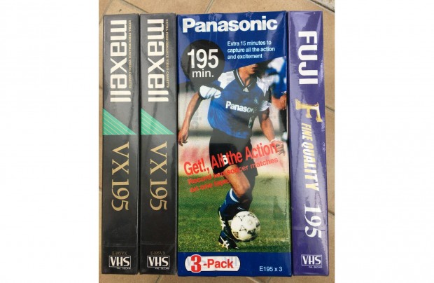 6 db E-195 VHS kazetta új bontatatlan ,posta megoldható 195 VHS kazett