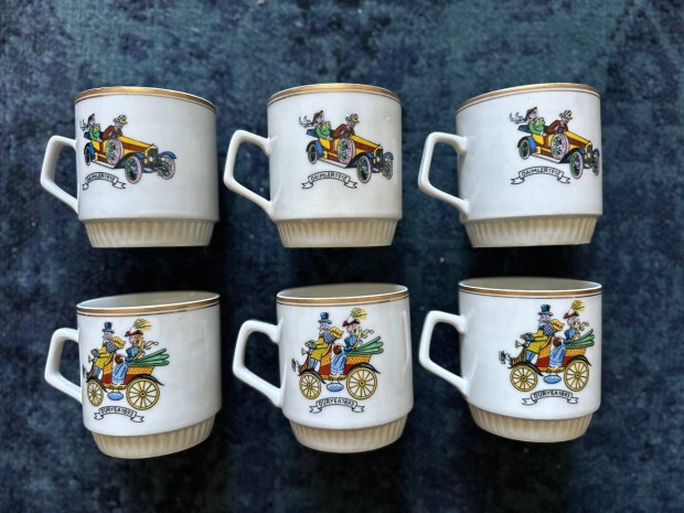 6 db Zsolnay oldtimer bögre arany széllel, hibátlan állapotban eladó
