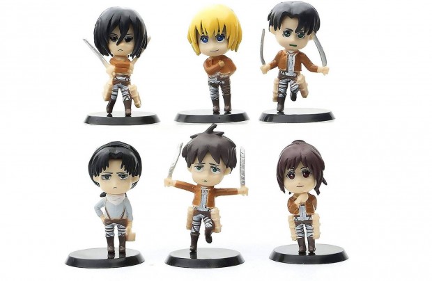 6 db-os Attack on titan figura szett 9 cm