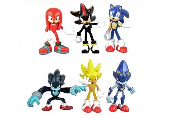 6 db-os Sonic a sndiszn figura szett 10 cm