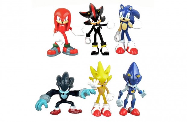 6 db-os Sonic a sndiszn figura szett 10 cm