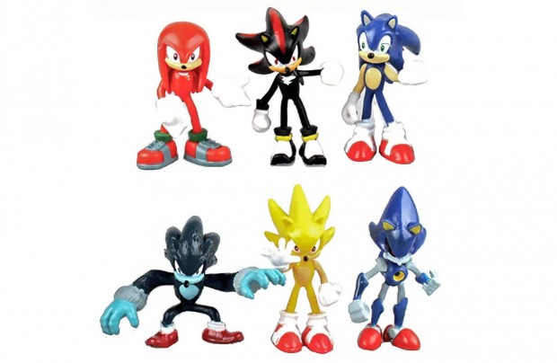 6 db-os Sonic a sndiszn figura szett 10 cm