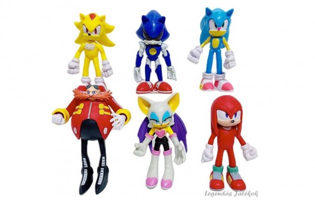6 db-os Sonic a sndiszn figura szett 10 cm - Rouge a denevrrel