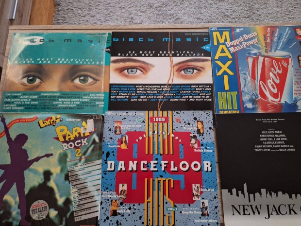 6 db válogatás bakelit lemez lp Maxi hit, Black magic, Party rock 2.E