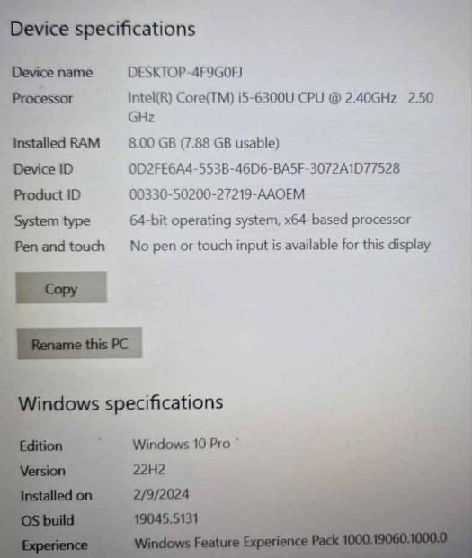 6.gen újszerű Dell 5580 laptop notebook i5 8gb ddr4 256gb ssd 15.6
