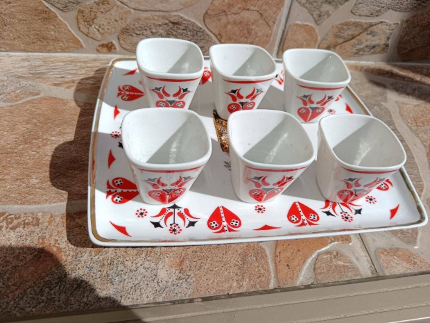 6 személyes hollóházi porcelán kávés készlet