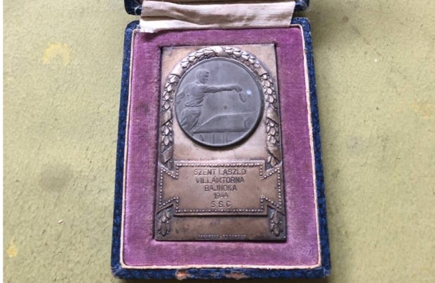 6x8,5cm 1944 villámtorna emlék plakett Arkansas