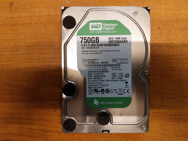 750 GB -os WD Green merevlemez lerazs!!!