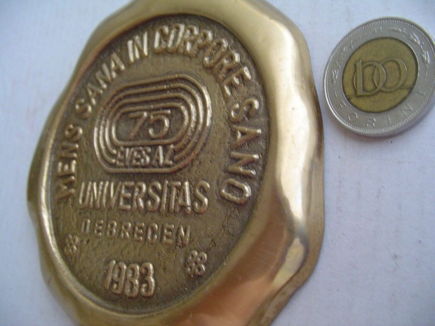 75 ves a Debreceni Egyetem 1983-as bronz plakett Ritka db