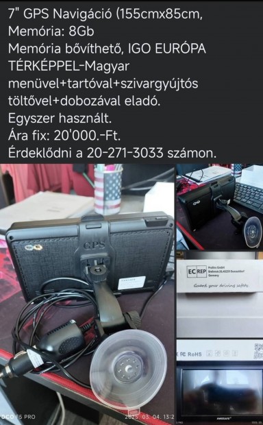 7" GPS navigci ktszer hasznlt. 