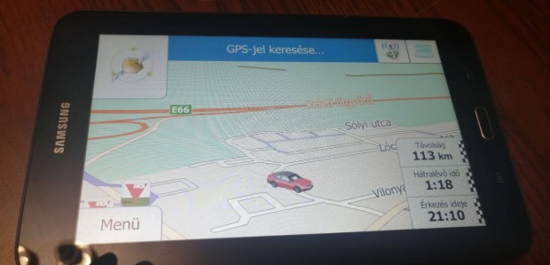7" autós GPS navigáció Samsung tableten, friss térképekkel
