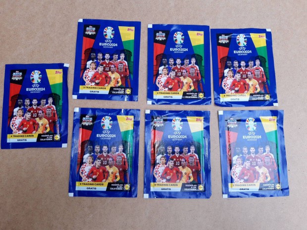 7 db Lidl Topps Euro 2024 Match Attax bontatlan focis krtya csomag