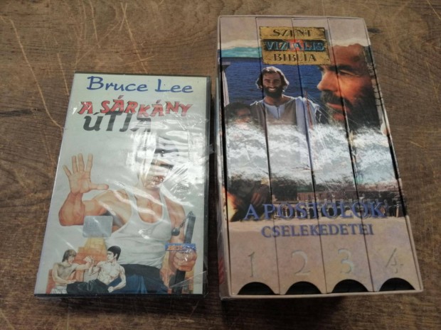 7 db VHS , videokazetta , 2 db bontatlan ( Bruce Lee , Savate )