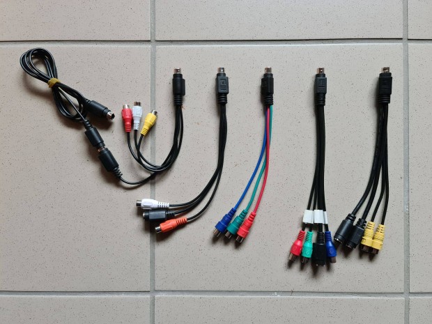 7 és 9 pin mini din - s video - rca átalakító adapter kábel