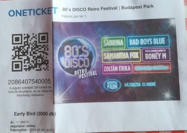 80' s Disco Retro Festival Budapest Park jegyek