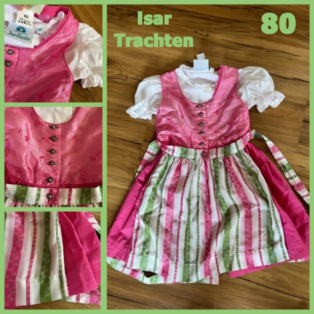 80-as pink Kislny Dirndl ruha blzzal