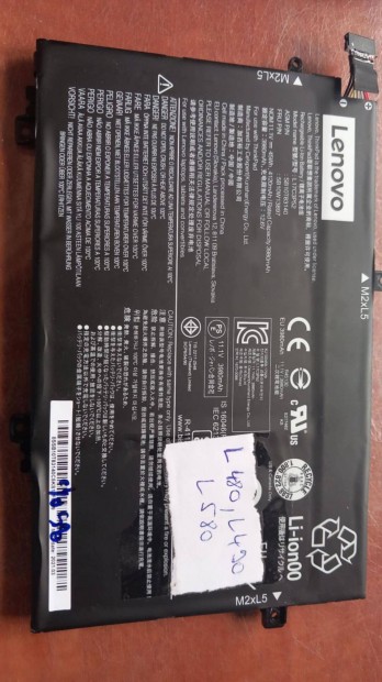 85%-os Lenovo L480, L490, L580, L590 akku eladó! L17C3P52 5B10W13897