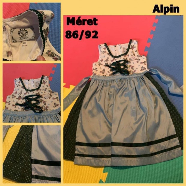 86/92-es kk virg mints Kislny Dirndl ruha /Alpin/