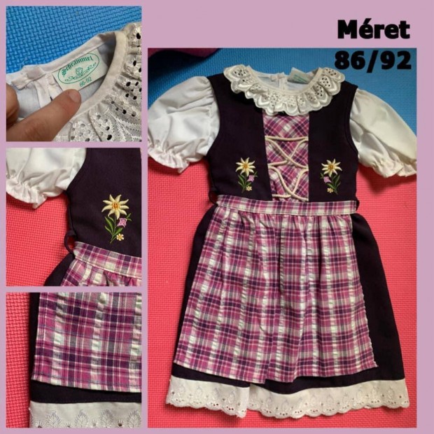 86/92-es lila Kislny Dirndl ruha blzzal