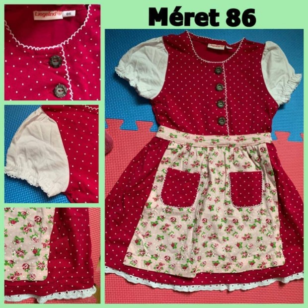 86-os pink Kislny Dirndl ruha ikreknek