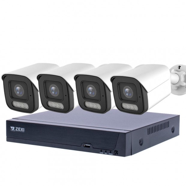 8MP H.265x IP POE SWITCH 4db-os 4mm BULLET Kamerás Biztonsági Rendsze