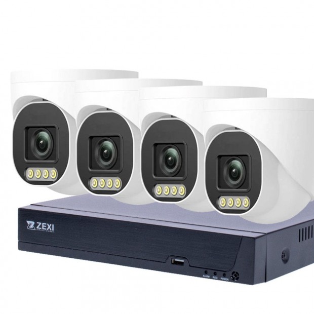 8MP H.265x IP POE SWITCH 4db-os 4mm DOME Kamerás Biztonsági Rendszer