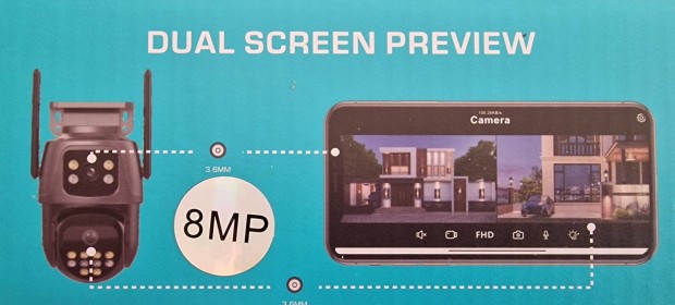 8MP Wifi Ptz 2 lencsés 4K kültéri IP kamera automatikus követés icsee